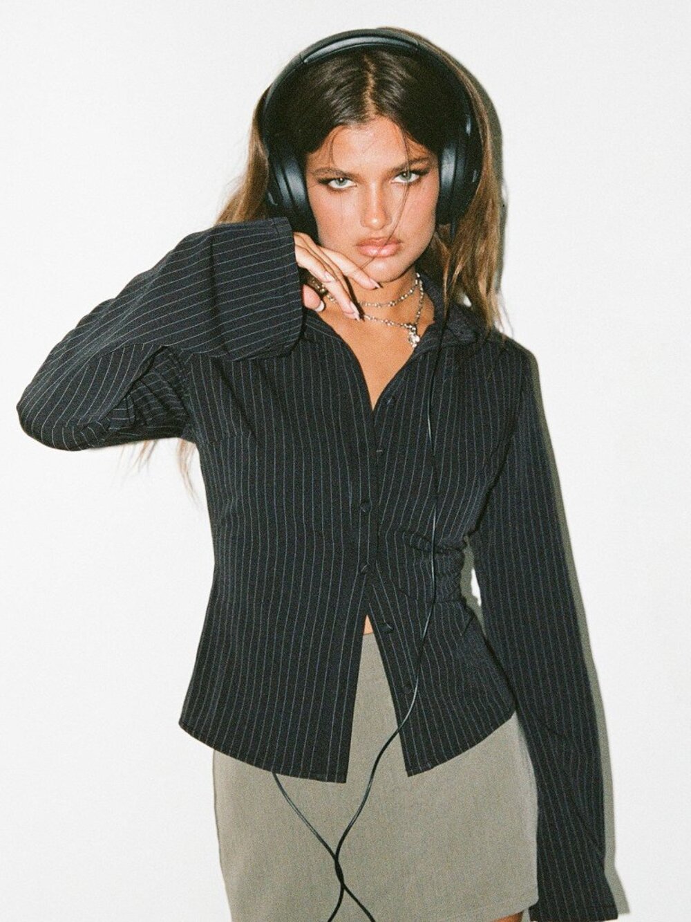 Princess Polly Anni Stripe Shirt Pinstripe, size: 2